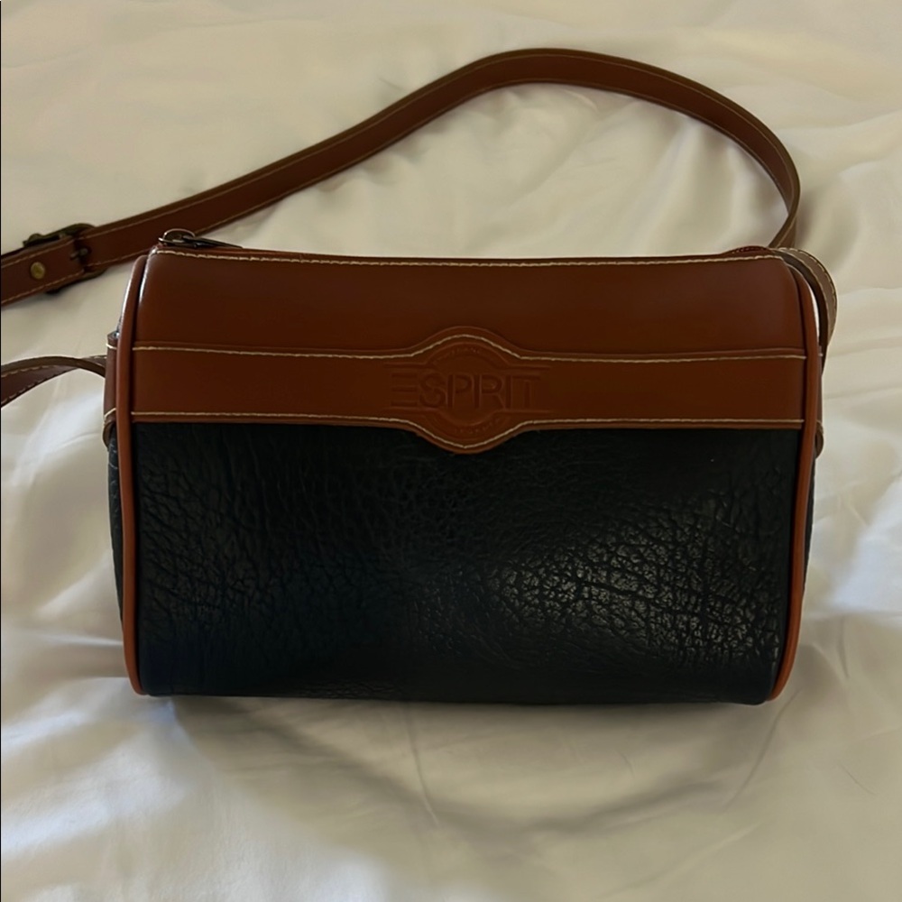 VTG Esprit Black/Navy and Brown Crossbody Bag